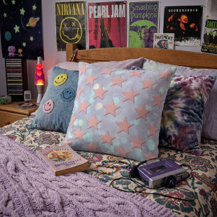 Funky Retro Abstract Pink Sterne mit Schimmer Kissen