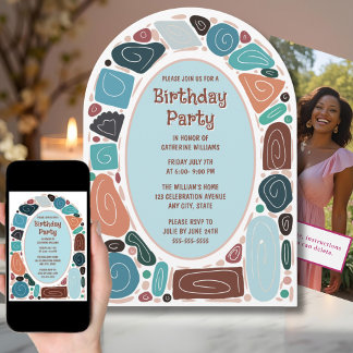 Funky Retro Birthday Einladung Mitte Jahrhundert M