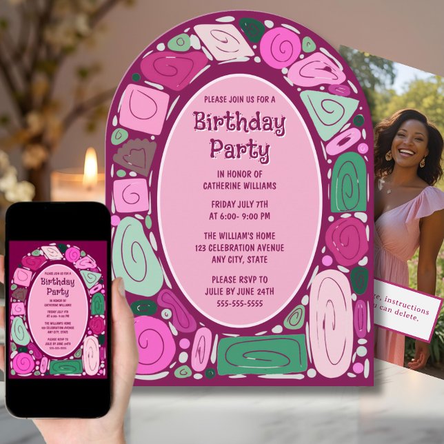 Funky Retro Birthday Einladung Mitte Jahrhundert M (Von Creator hochgeladen)