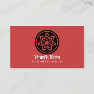 Funky Retro Bloom Business Card, rot Visitenkarte