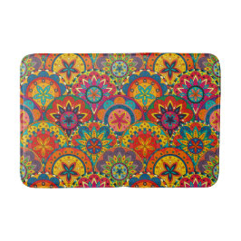 Funky Retro Colorful Mandala Pattern Badematte