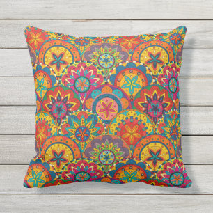 Funky Retro Colorful Mandala Pattern Kissen