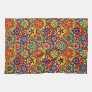 Funky Retro Colorful Mandala Pattern Küchentuch