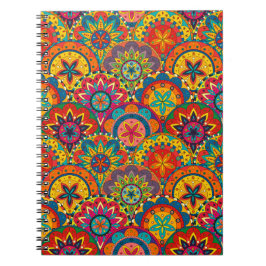 Funky Retro Colorful Mandala Pattern Notizblock