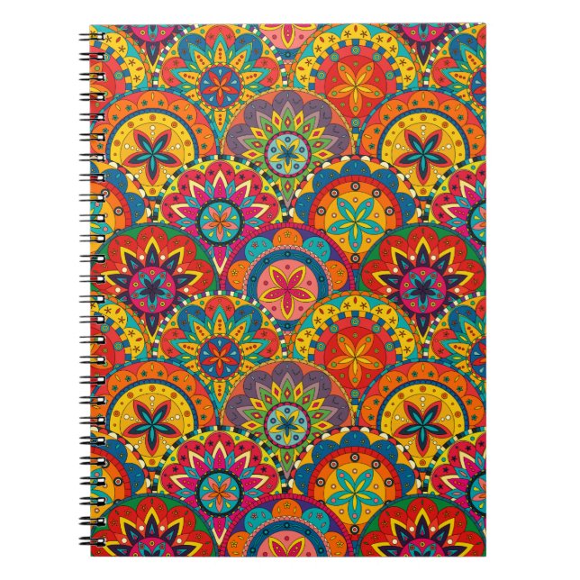 Funky Retro Colorful Mandala Pattern Notizblock (Vorderseite)