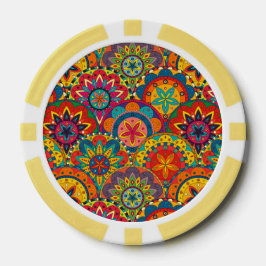 Funky Retro Colorful Mandala Pattern Pokerchips