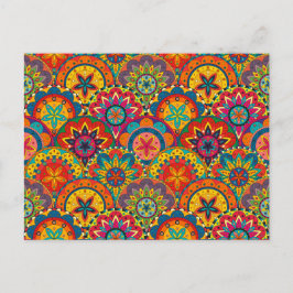 Funky Retro Colorful Mandala Pattern Postkarte