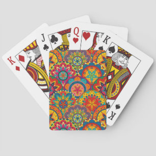 Funky Retro Colorful Mandala Pattern Spielkarten