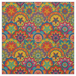 Funky Retro Colorful Mandala Pattern Stoff