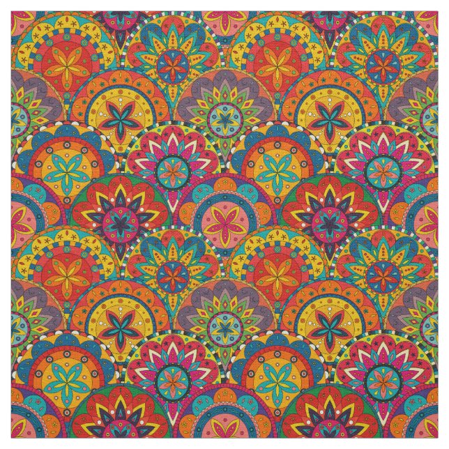 Funky Retro Colorful Mandala Pattern Stoff (Muster)