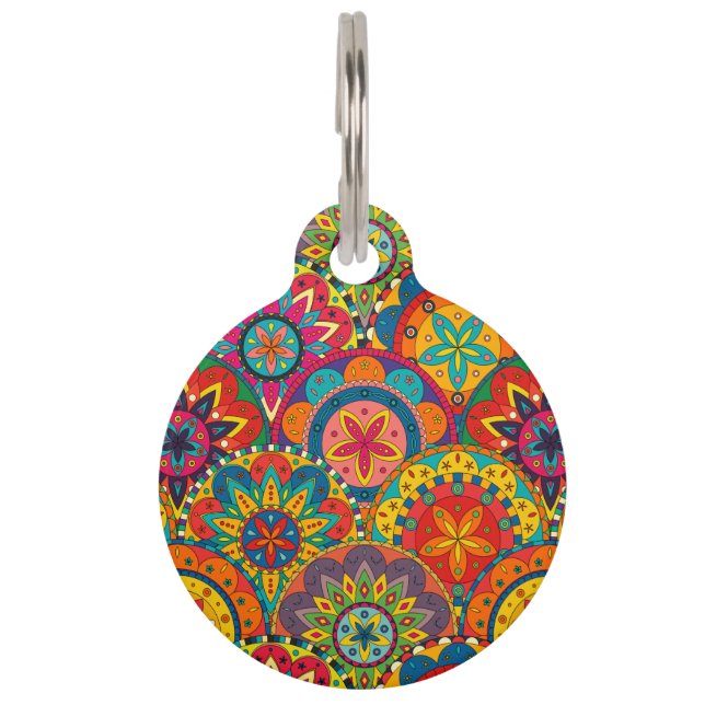 Funky Retro Colorful Mandala Pattern Tiermarke (Vorderseite)