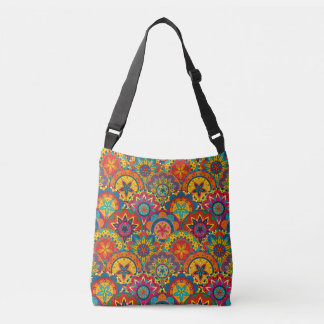 Funky Retro Colorful Mandala Pattern Tragetaschen Mit Langen Trägern