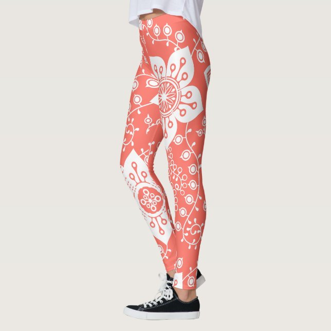 Funky Retro Cool Moderne Blume Art Pattern Leggings (Links)