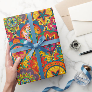 Funky Retro Farbige Mandala-Muster Geschenkpapier