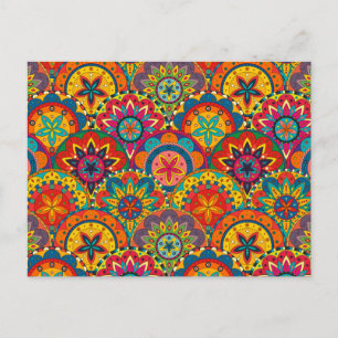 Funky Retro Farbige Mandala-Muster Postkarte