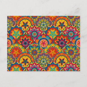 Funky Retro Farbige Mandala-Muster Postkarte