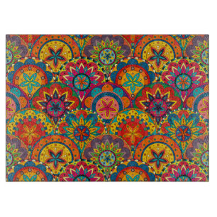 Funky Retro Farbige Mandala Muster Schneidebrett