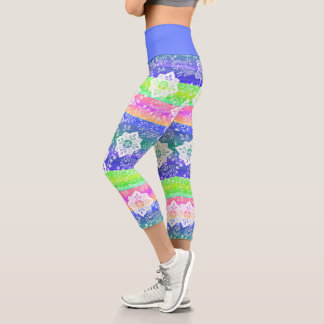 Funky Retro floral auf schicken Coolen Streifen Mu Capri Leggings