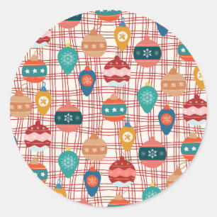 funky retro groovy vintage nostalgische Weihnachte Runder Aufkleber