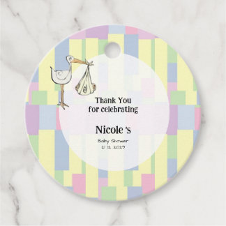 Funky Retro Kubismus Storch Lieferung Babyparty Geschenkanhänger