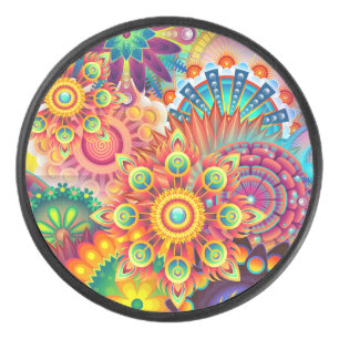 Funky Retro Muster Abstrakt Bohemisch Eishockey Puck