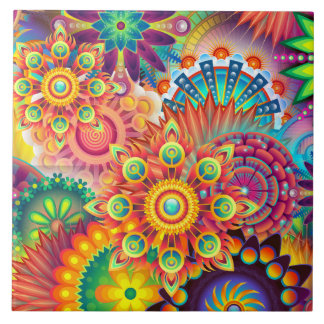 Funky Retro Muster Abstrakt Bohemisch Fliese