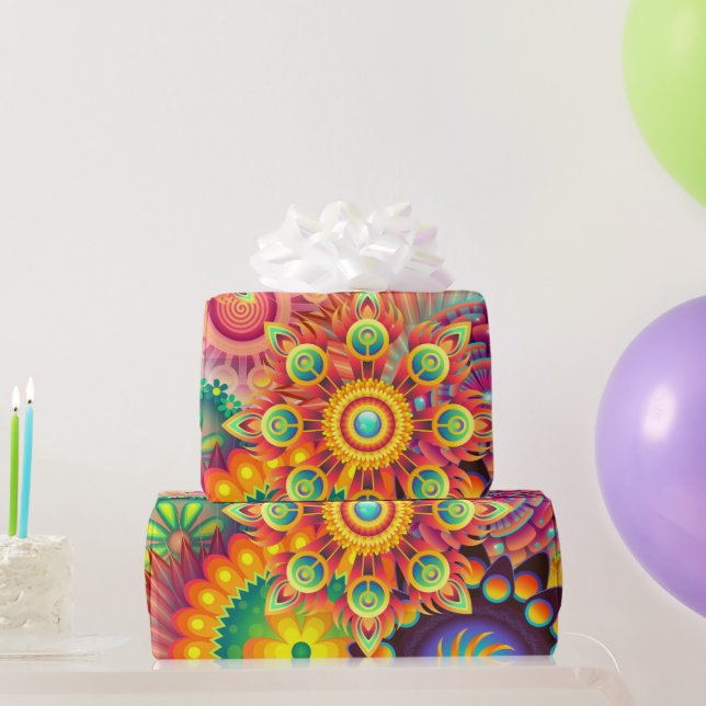 Funky Retro Muster Abstrakt Bohemisch Geschenkpapier (Partygeschenke)