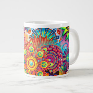 Funky Retro Muster Abstrakt Bohemisch Jumbo-Tasse