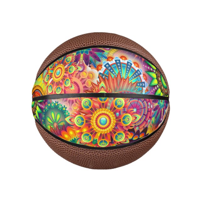 Funky Retro Muster Abstrakt Bohemisch Mini Basketball (Vorderseite)