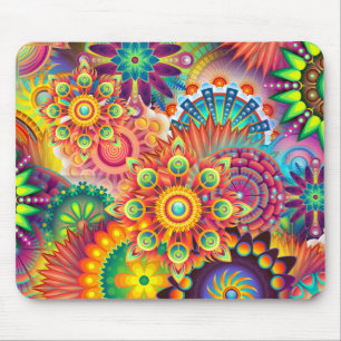 Funky Retro Muster Abstrakt Bohemisch Mousepad