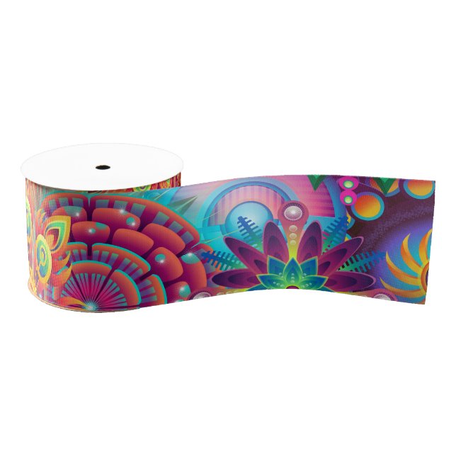 Funky Retro Muster Abstrakt Bohemisch Ripsband (Spule)