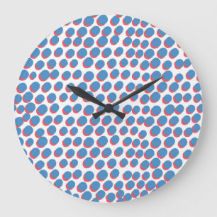 Funky Retro Neon: Nahtloses Vintage-Muster Große Wanduhr