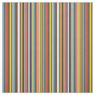 Funky Retro Orange Brawn Yellow Aqua Stripes (1970 Stoff