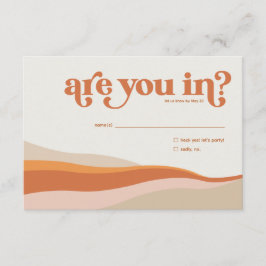 Funky Retro Orange Peach and Gold UAWG Reply Card RSVP Karte