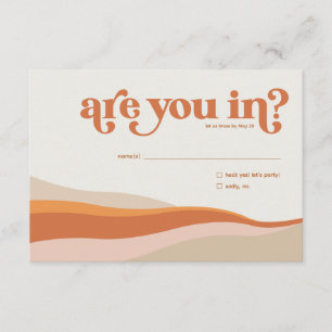 Funky Retro Orange Peach and Gold UAWG Reply Card RSVP Karte