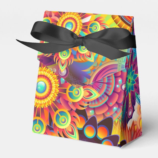 Funky Retro Pattern Abstrakt Boho Geschenkschachtel (Vorderseite)