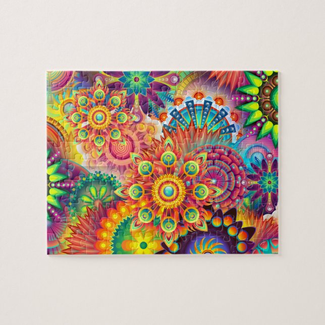 Funky Retro Pattern Abstrakt Boho Puzzle (Horizontal)