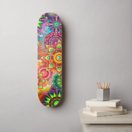 Funky Retro Pattern Abstrakt Boho Skateboard