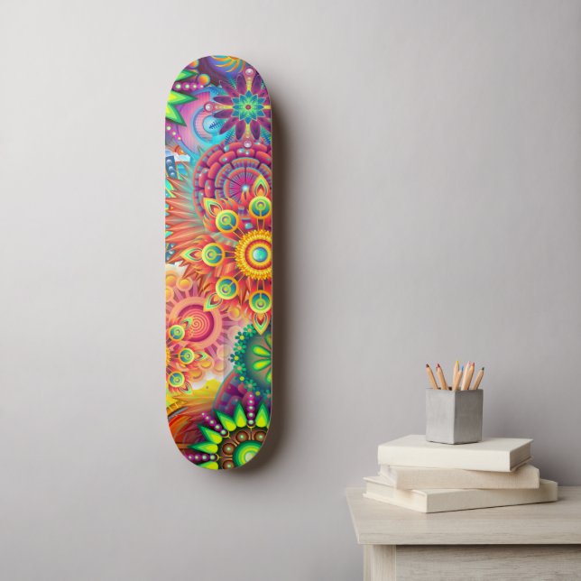 Funky Retro Pattern Abstrakt Boho Skateboard (Wandkunst)