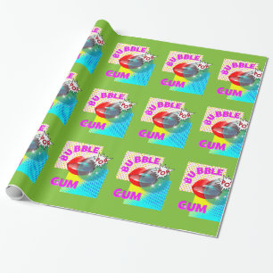Funky Retro Pop Art Bubble Gum Lips Geschenkpapier