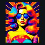 Funky Retro Pop Art Fashion Poster<br><div class="desc">Lassen Sie sich mit diesem atemberaubenden Pop Kunstwerk zurück in die Tage des Friedens, der Liebe und der Blume Power transportieren. Ein faszinierendes psychedelisches Mädchen, das eine trendige Sonnenbrille verbindet, strahlt vor dem Hintergrund der ikonischen US Flagge. Mit seinen kühnen Farbtönen, dem Retro-Groovy-Ambiente und dem modernen Pop-Kunstdesign ist dieses Werk...</div>