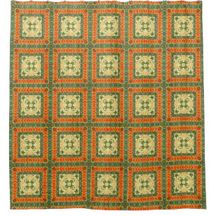 Funky Retro-Quadermuster mit Frühlingsblumen Duschvorhang