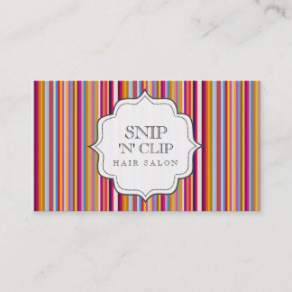 Funky Retro Rainbow Stripes Hair Stylist Mode Terminkarte