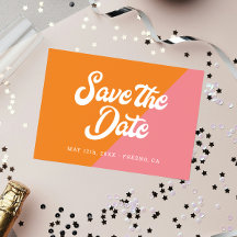 Funky Retro Rosa Orange Wedding speichern das Datu