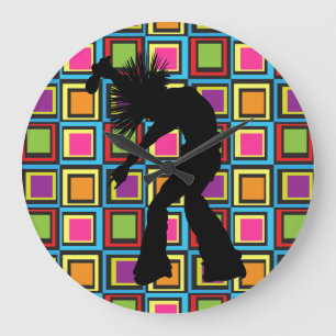 Funky Retro Singer Dancer Große Wanduhr