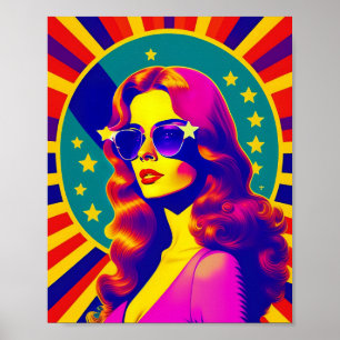 Funky Retro Sonnenbrille Pop Girl Poster