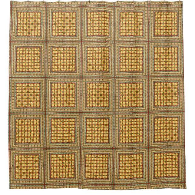 Funky Retro Square Kariert Tile Pattern Duschvorhang (Vorderseite)