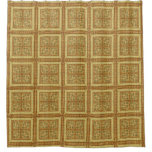Funky Retro Square Tile Muster mit Herbstfarben Duschvorhang