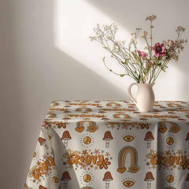 Funky Retro-Tischdecke Braun & Rosé Swirl Art Tischdecke (Funky Retro Tablecloth Brown & Blush Swirl Art)