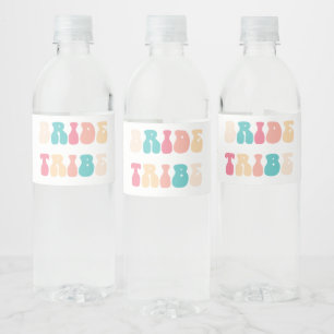 Funky Retro Vintag Bride Tribe Bachelorette Wasserflaschenetikett